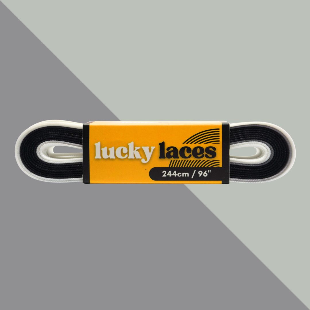 Lucky Laces Black White Duet Skate Laces Shoe Laces - 54" (137cm), 72" (183cm), 96" (244cm) - Lucky Skates 