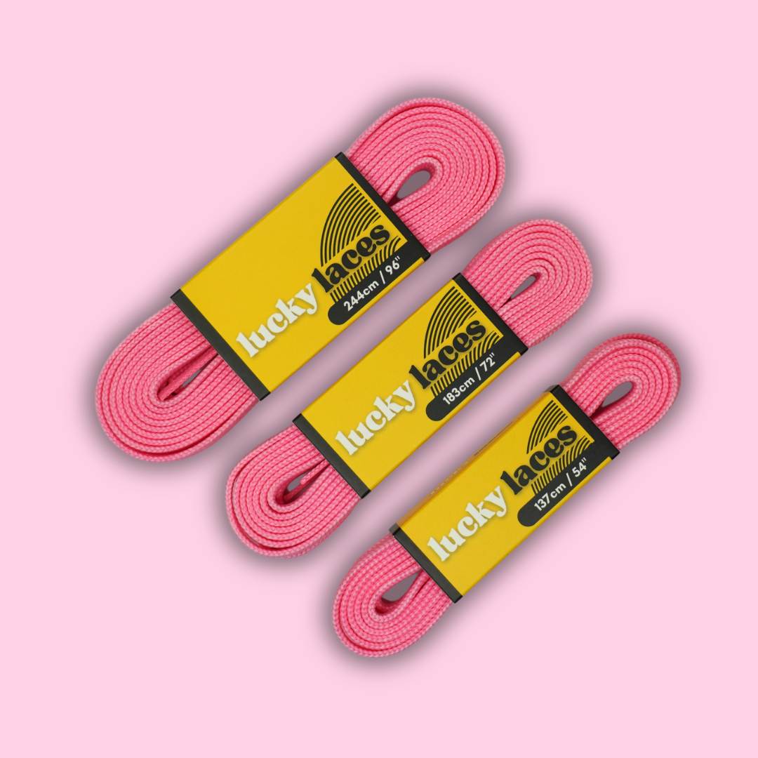 Lucky Laces Pink Frosting Waxed Skate Laces Shoe Laces 54" (137cm), 72" (183cm), 96" (244cm) - Lucky Skates 