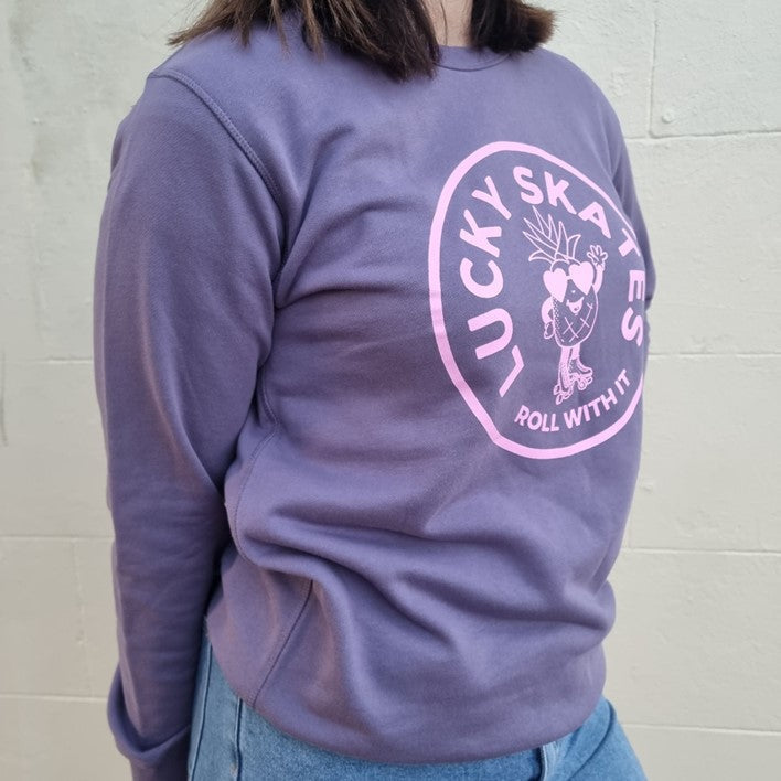 Lucky Skates Roller Skate Pineapple Mauve Purple Jumper Sweater - Lucky Skates
