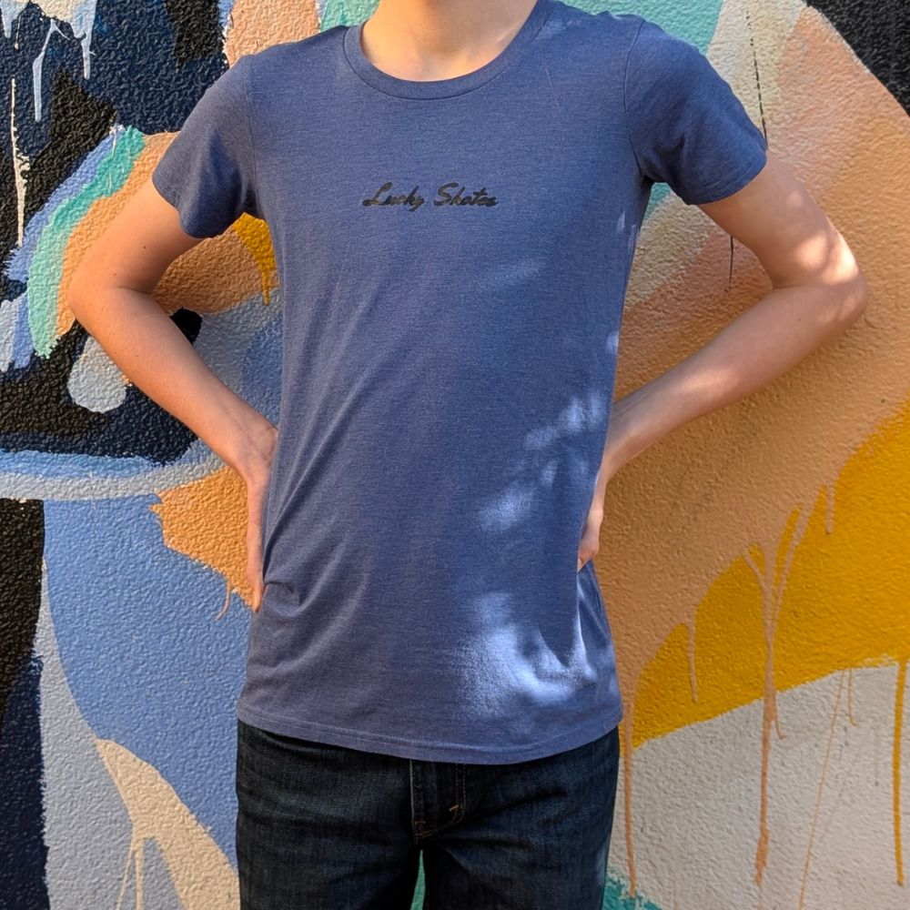 Lucky Skates Blue Tee Unicorn Logo - Lucky Skates 