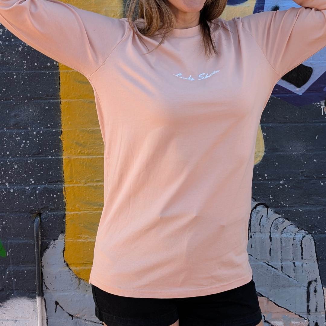 Lucky Skates Long Sleeve Pale Pink Tee