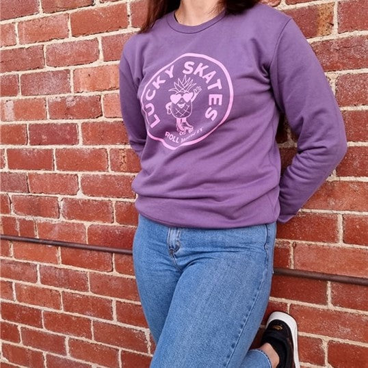 Lucky Skates Roller Skate Pineapple Mauve Sweater - Lucky Skates