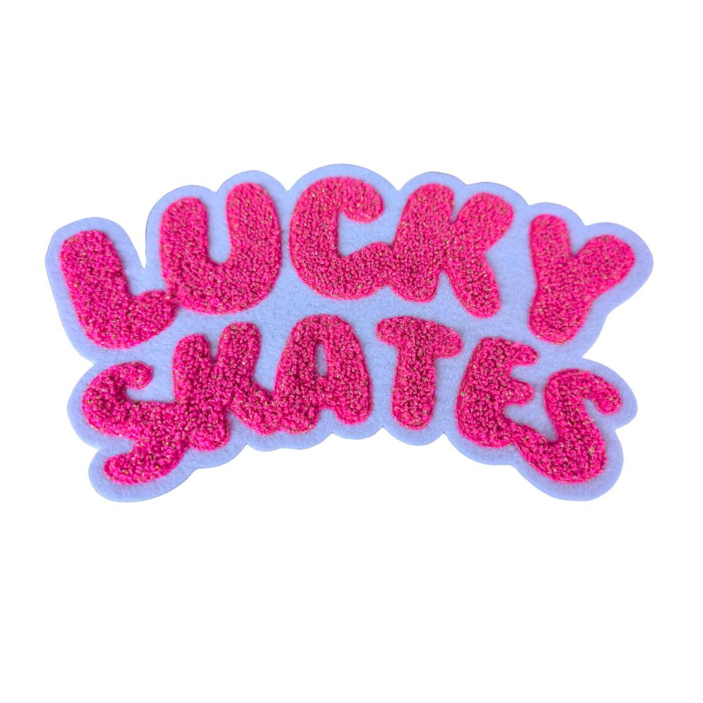 Lucky Skates Puffy Iron on Patch Large Pink - Lucky Skates 
