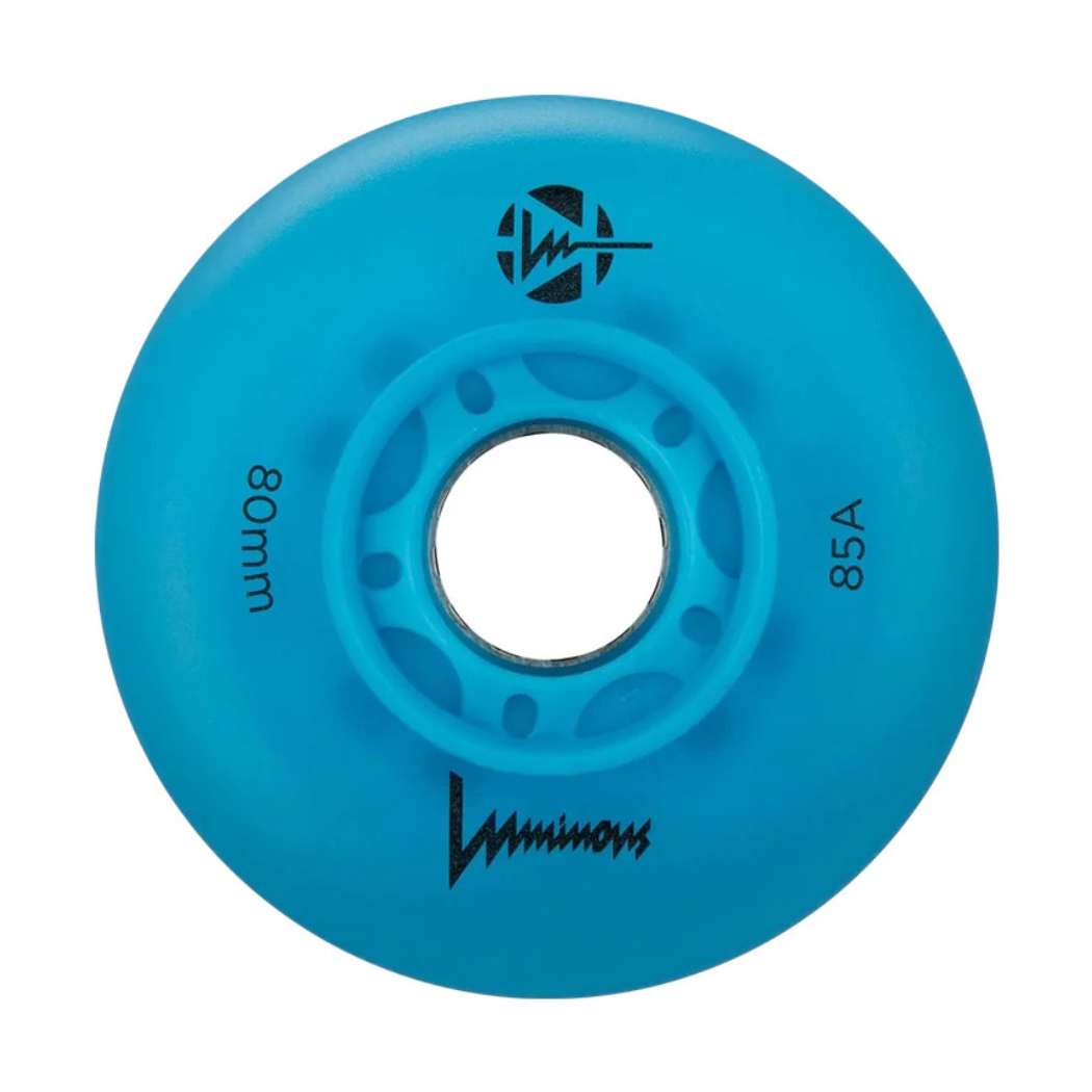 Luminous Light Up Inline Wheels Ocean Blue Glow 80mm 85A - 4 Pack