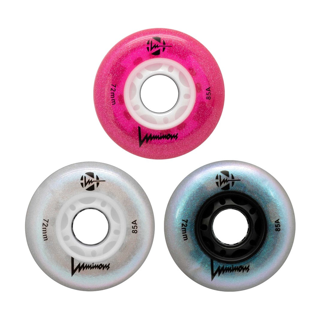 Luminous Light Up Glitter LED Inline Wheels 72mm 85A - 4 Pack