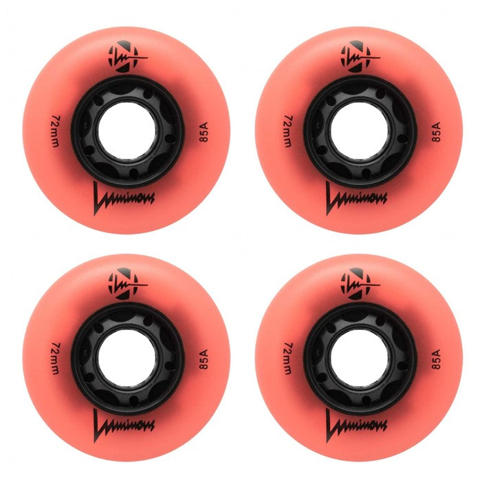 Luminous Light Up Glow LED Inline Skate Wheels Coral Peach 85a 4 Pack - Lucky Skates
