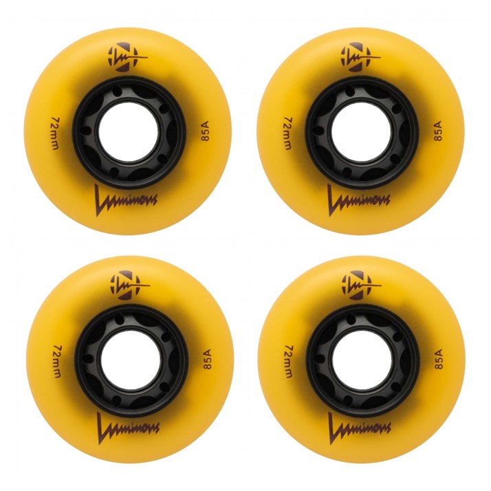Luminous Light Up Glow LED Inline Skate Wheels Sunray Yellow 4 Pack - Lucky Skates