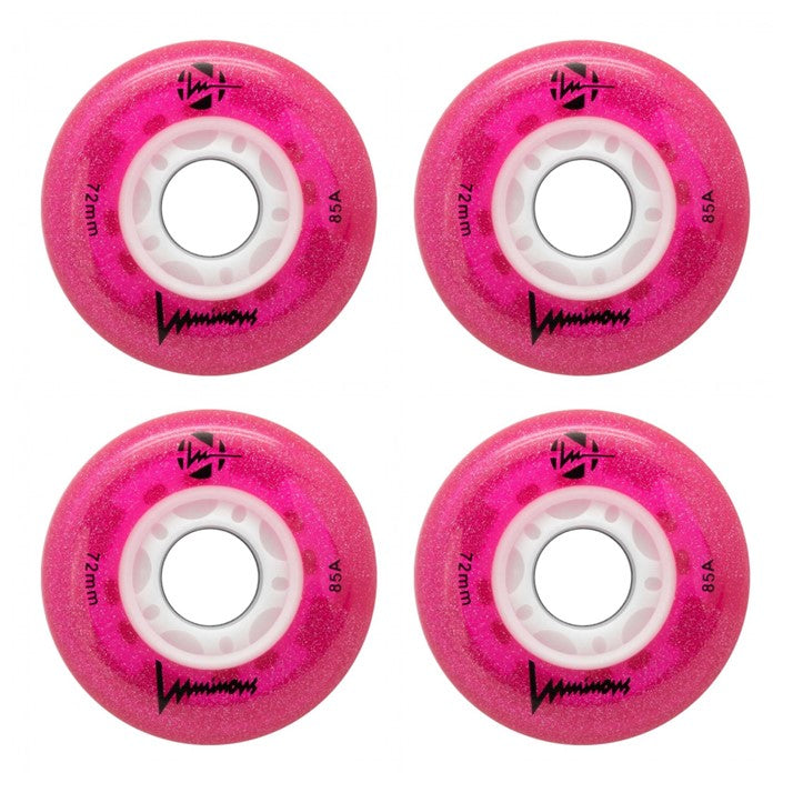 Luminous Light Up Glitter LED Inline Skate Wheels Pink Inline 72mm 85a 4 Pack - Lucky Skates