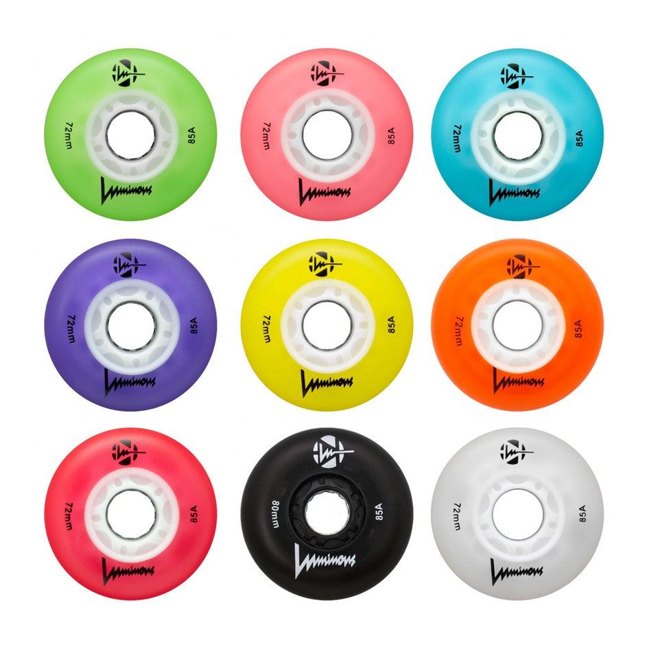 Luminous Light Up LED Inline Skate Wheels 76mm 85A - Lucky Skates