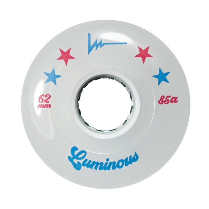 Luminous Light Up Quad LED Roller Skate Wheels All Star White /Red/Blue - 62mm 85a - Lucky Skates