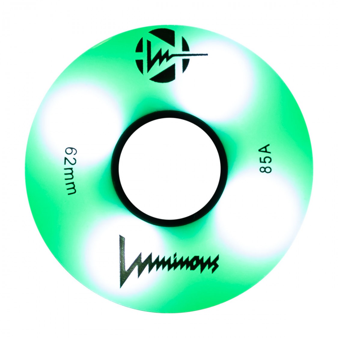 Luminous Light Up Quad LED Roller Skate Wheels Green Glow 62mm 85A - Lucky Skates