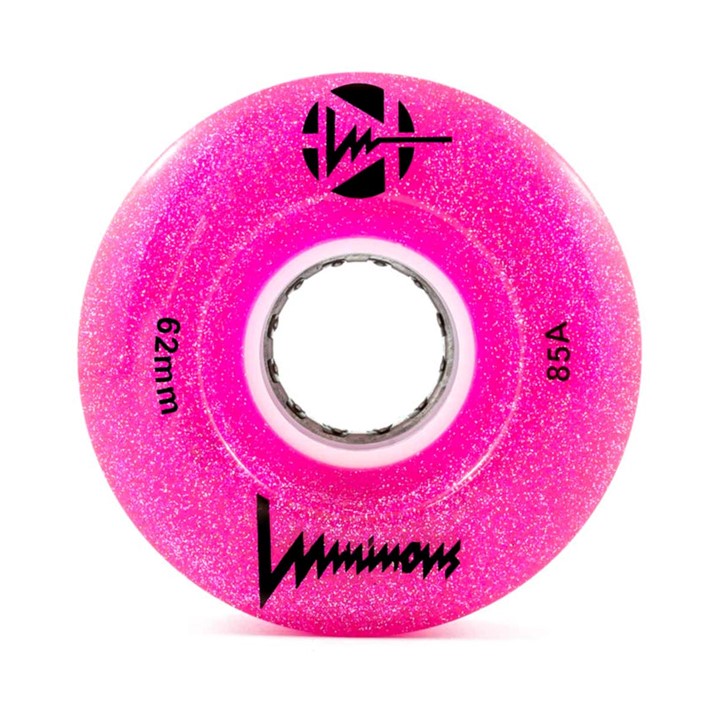 Luminous Light Up Quad LED Roller Skate Wheels Pink Glitter 62mm 85a - Lucky Skates 