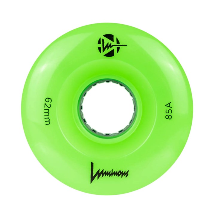 Luminous Light Up Quad LED Hybrid Roller Skate Wheels Sixies Green Apple Glow 62mm 85a - Lucky Skates