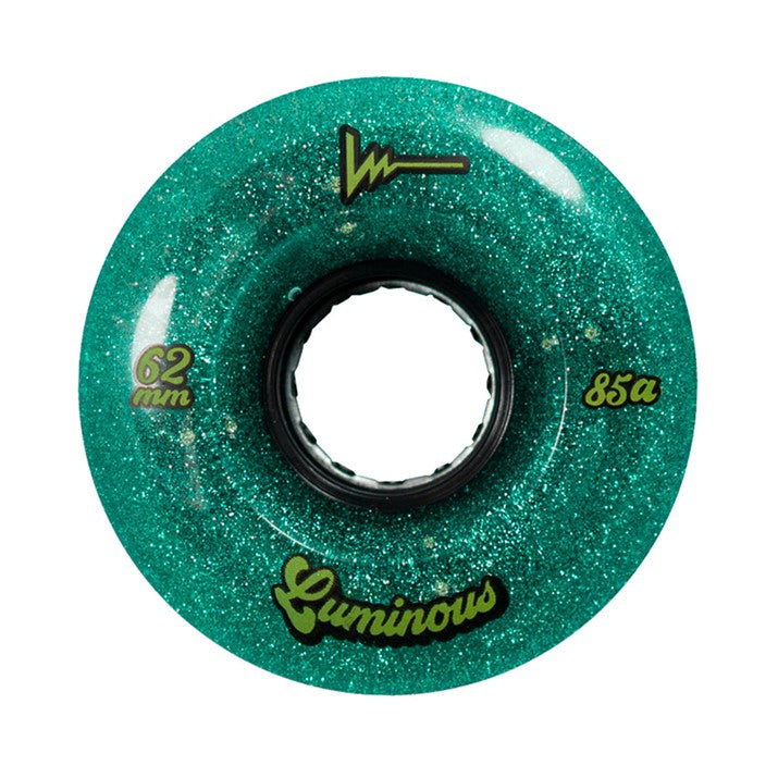 Luminous Light Up Quad LED Roller Skate Wheels Glitter Jade Green Glitter   62mm 85a - Lucky Skates