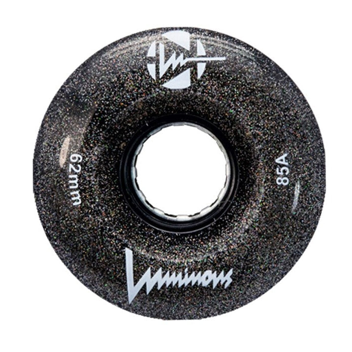 Luminous Light Up Quad LED Roller Skate Wheels Night Sky Black Glitter 62mm 85a - Lucky Skates