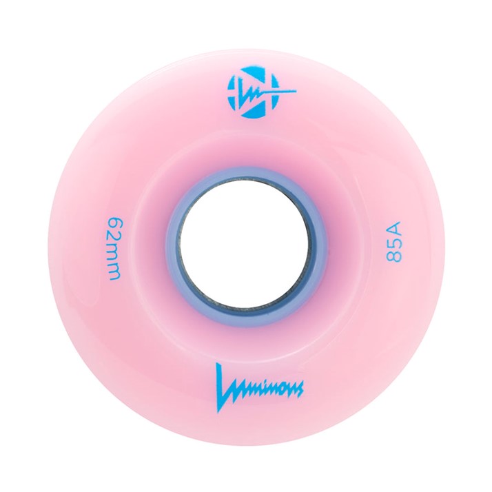 Luminous Light Up Quad LED Hybrid Roller Skate Wheels Light Pink Blue 62mm 85a - Lucky Skates