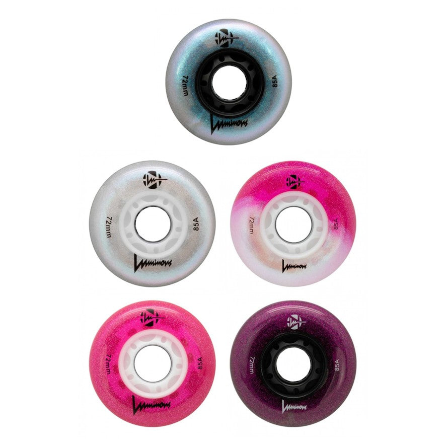 Luminous Light Up Glitter LED Inline Skate Wheels 80mm 85A - 4 Pack - Lucky Skates
