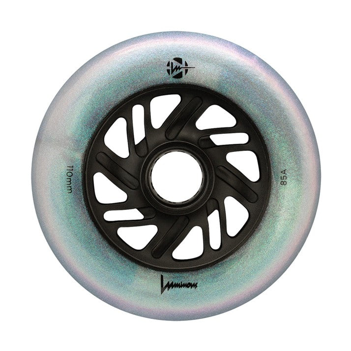 Luminous Light Up Inline Wheel Black Pearl Glitter 110mm 85A - Lucky Skates