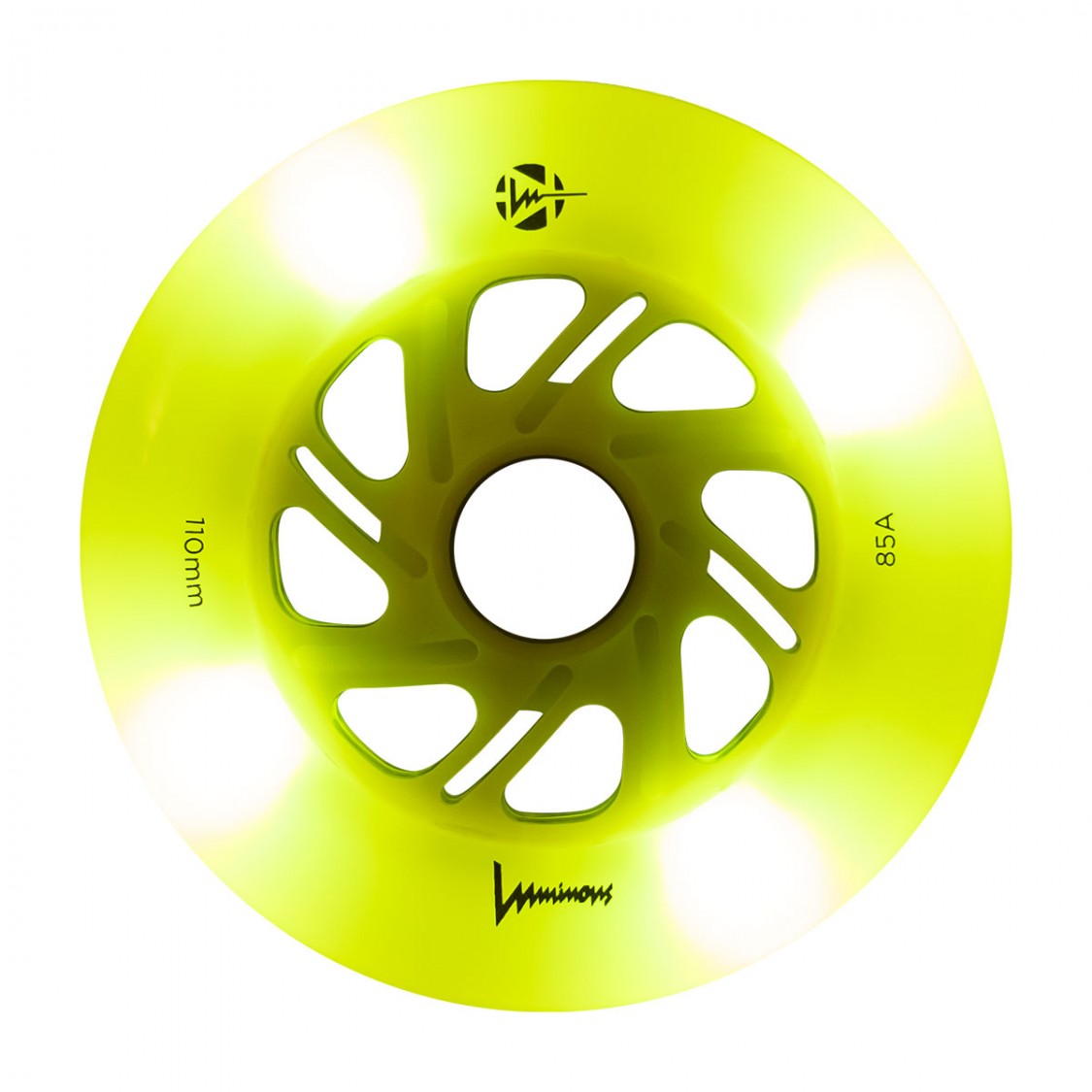 Luminous Light Up Inline LED Wheel Canary Yellow 110mm 85A - Lucky Skates
