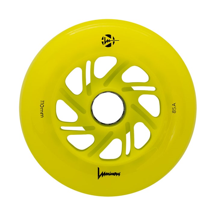 Luminous Light Up Inline LED Wheel Canary Yellow 110mm 85A - Lucky Skates