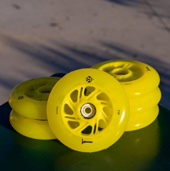 Luminous Light Up Inline LED Wheel Canary Yellow 110mm 85A - Lucky Skates