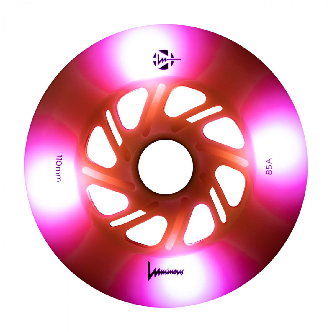 Luminous Light Up Inline LED Wheel Pink Flamingo 110mm 85A - Lucky Skates