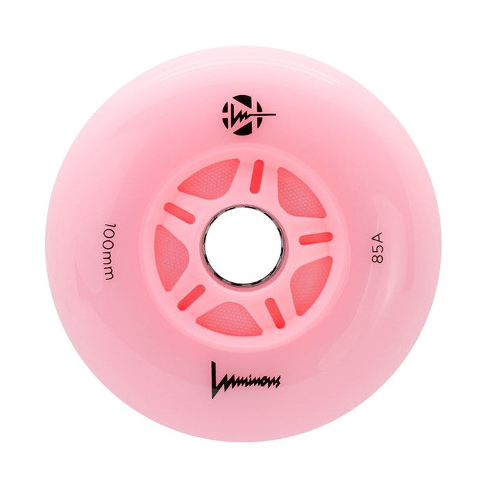Luminous Light Up Inline LED Wheel Flamingo Pink 100mm 85A - Lucky Skates