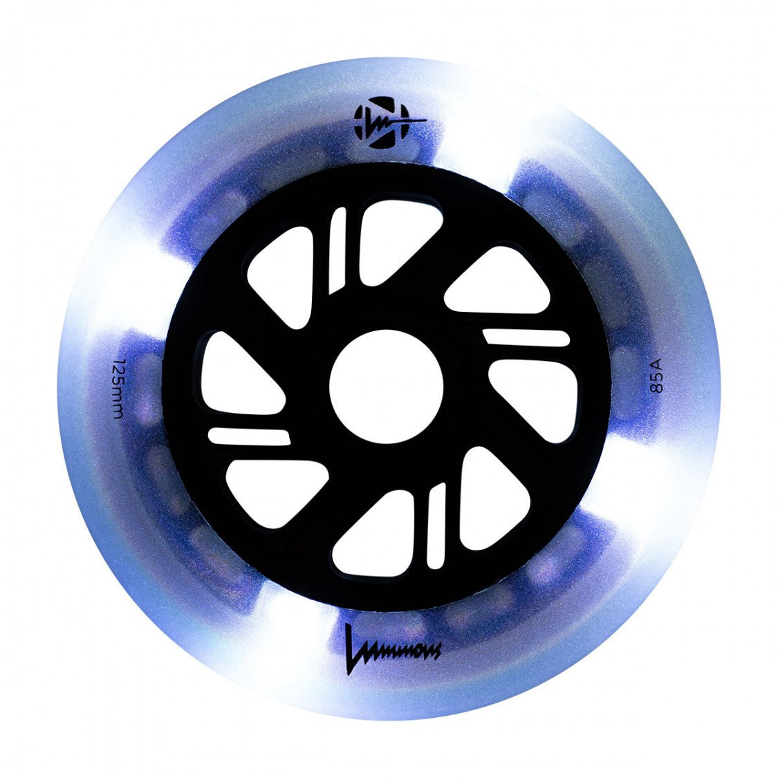 Luminous Light Up Inline LED Wheel Glitter Black Pearl 125mm 85A - Lucky Skates