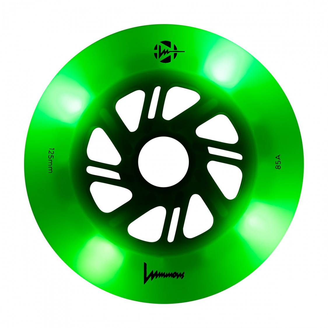 Luminous Light Up Inline LED Wheel Green Apple 125mm 85A - Lucky Skates