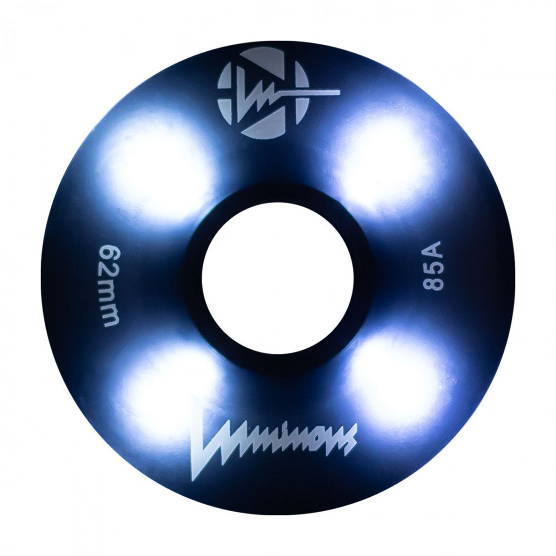 Luminous Light Up Quad LED Roller Skate Wheels Black 62mmm 85A - 4 Pack - Lucky Skates