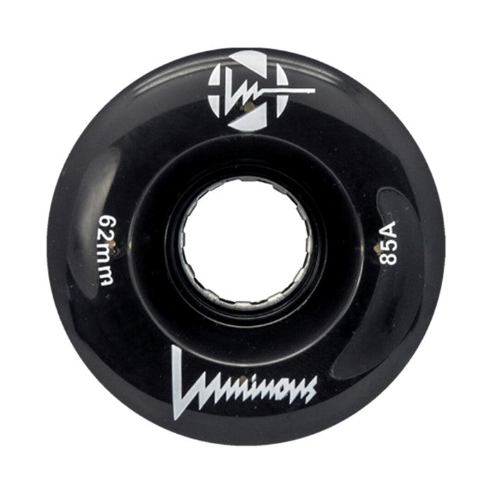 Luminous Light Up Quad LED Roller Skate Hybrid Wheels Black - 4 Pack - Lucky Skates