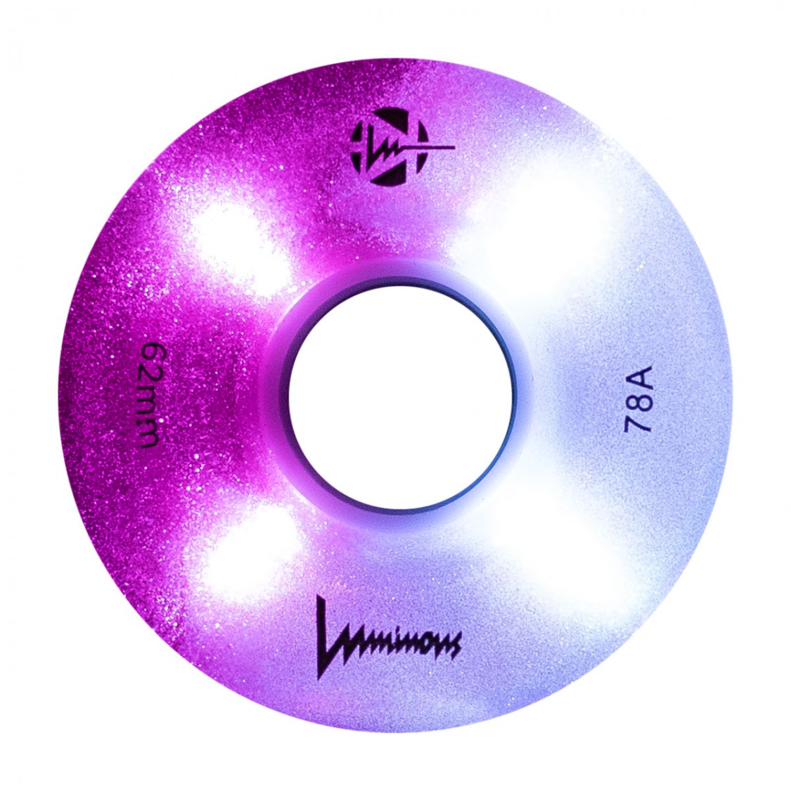 Luminous Light Up Quad LED Outdoor Skate Wheels Cotton Candy Pink Silver Glitter 62mm 78A - Lucky Skates