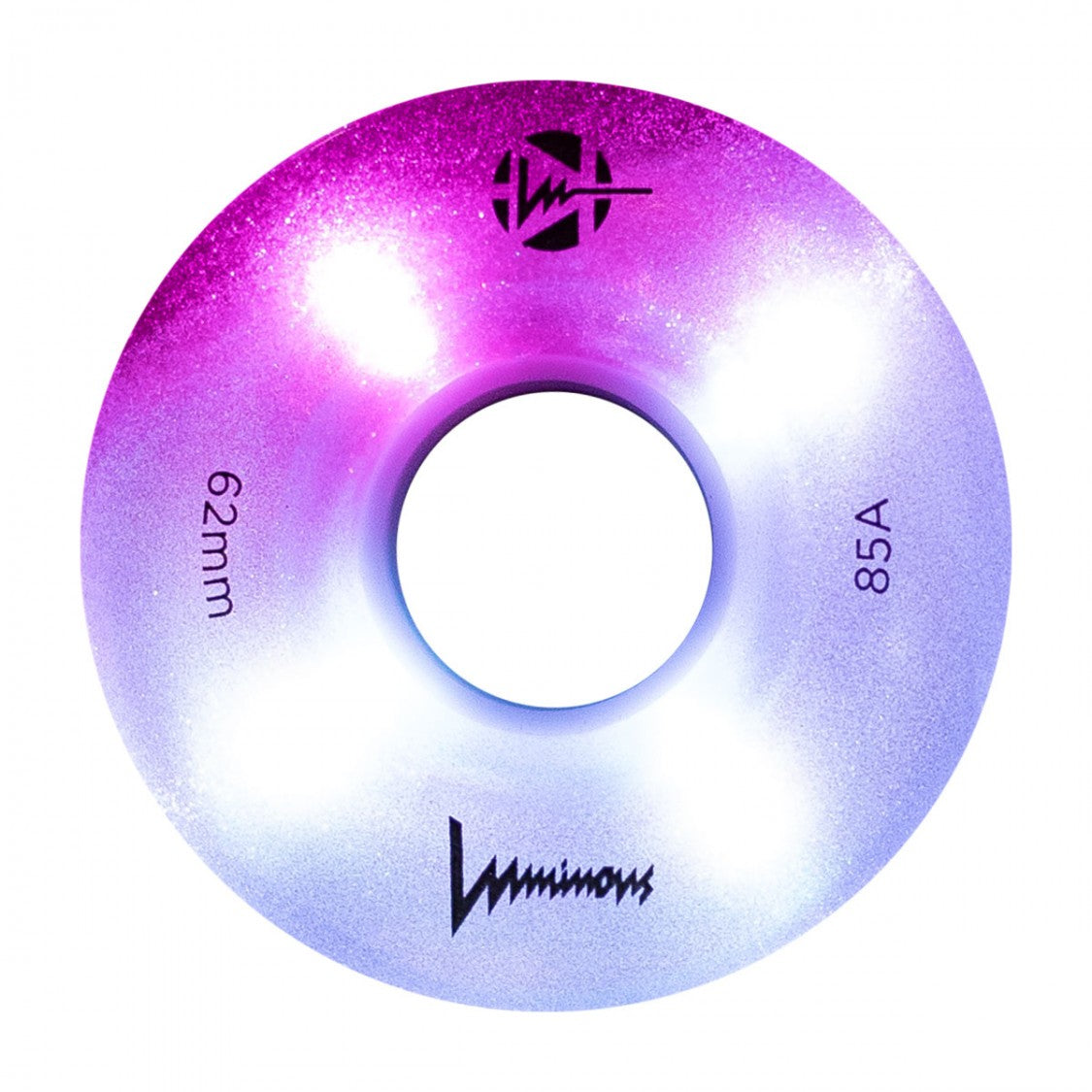 Luminous Light Up Quad LED Roller Skate Wheels Cotton Candy Pink White 62mm 85A - 4 Pack - Lucky Skates
