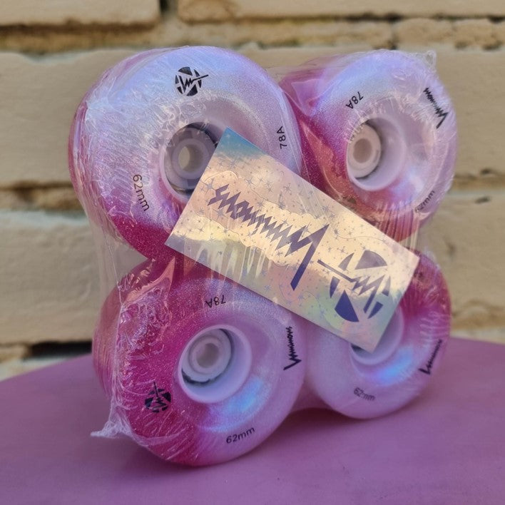 Luminous Light Up Quad Wheels Cotton Candy 62mm 85A - 4 pack - Lucky Skates