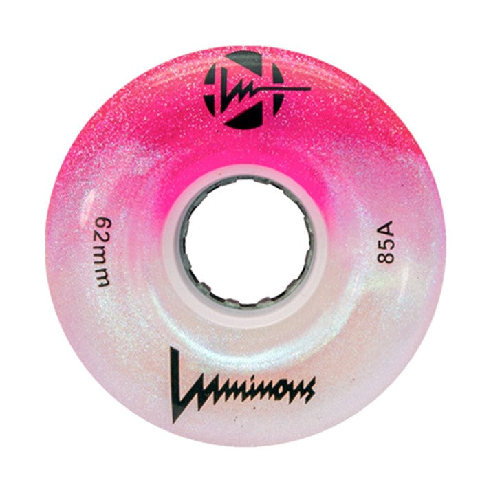 Luminous Light Up Quad LED Roller Skate Wheels Cotton Candy Pink White - 4 Pack - Lucky Skates