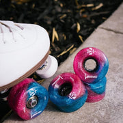 Luminous Light Up Quad LED Roller Skate Wheels Galaxy Purple Blue Glitter 62mm 85A - Lucky Skates 