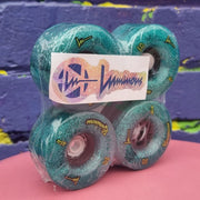 Luminous Light Up Quad Wheels Glitter Jade Green 62mm 85A - 4 Pack - Lucky Skates