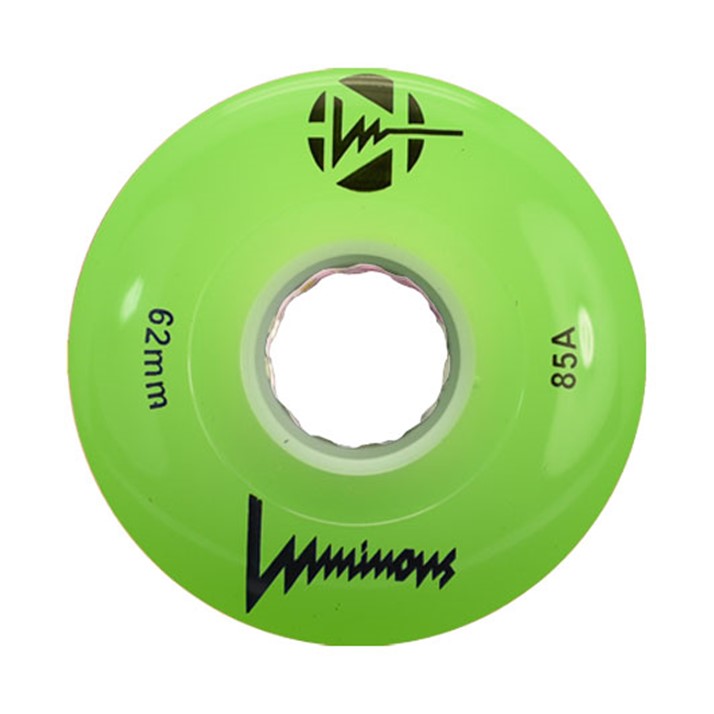 Luminous Light Up Quad Roller Skate Wheels LED Green - 4 Pack - Lucky Skates