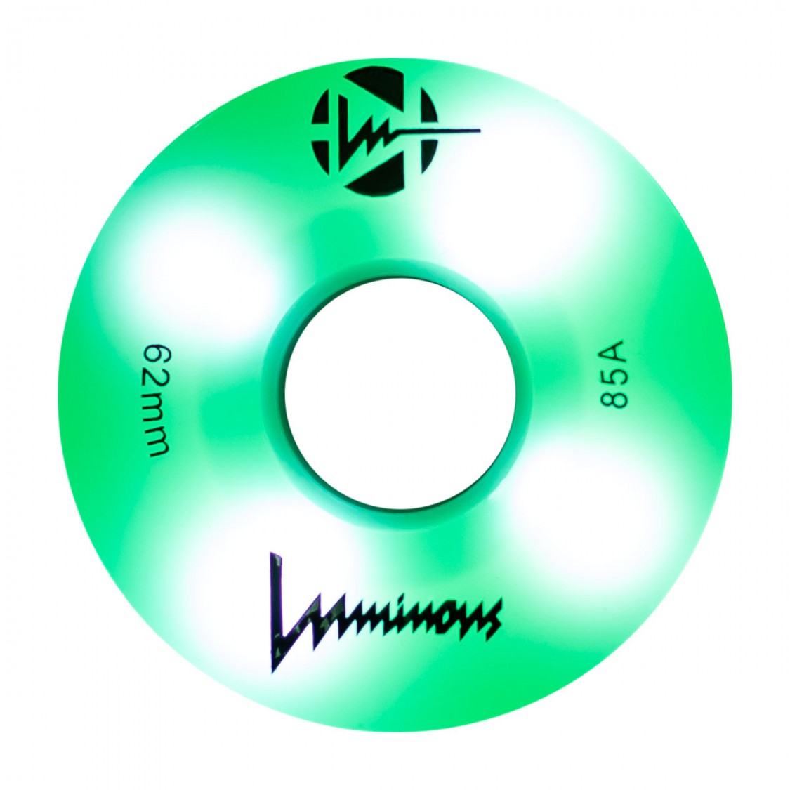 Luminous Light Up Quad Roller Skate Wheels LED Green 62mm 85A - 4 Pack - Lucky Skates
