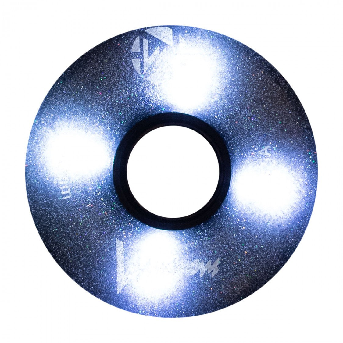 Luminous Light Up Quad LED Roller Skate Wheels Night Sky Black Glitter 85A 62mm - 4 Pack - Lucky Skates