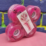 Luminous Light Up Quad LED Roller Skate Wheels Pink Glitter 62mm 85A - 4 Pack - Lucky Skates 