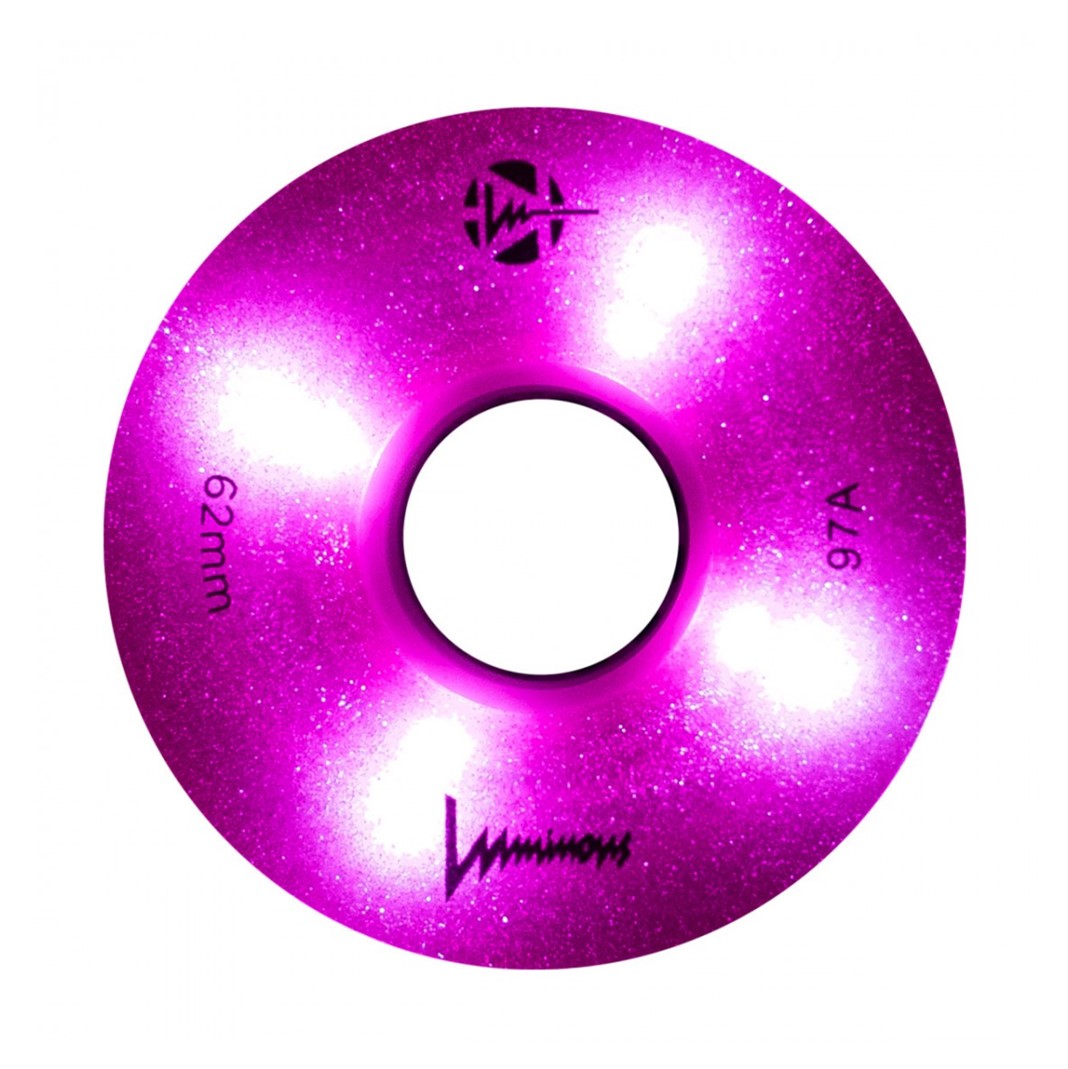 Luminous Light Up Quad LED Indoor Roller Skate Wheels Pink Glitter 97A - Lucky Skates