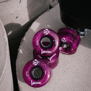 Luminous Light Up Quad LED Hybrid Roller Skate Wheels Purple Haze Glitter 62mm 85A - Lucky Skates