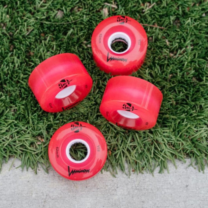 Luminous Light Up Roller Skate LED Quad Wheels Red 62mm 85A - Lucky Skates