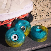 Luminous Light Up Quad LED Hybrid Roller Skate Wheels Sunny Sky Teal Yellow Glitter - Lucky Skates