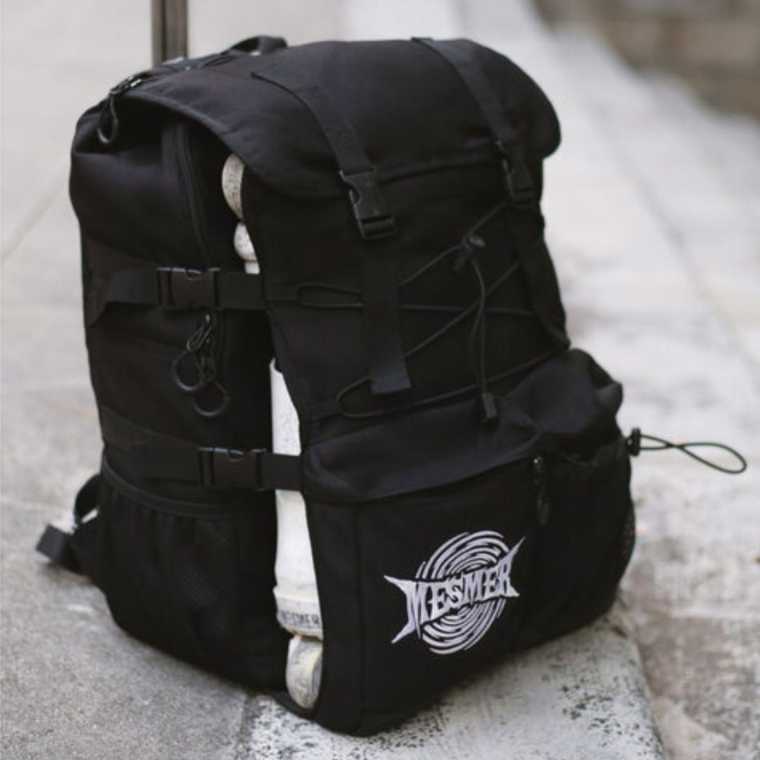 Mesmer Aggressive Inline Skate Backpack Crossover with camera storage black - Lucky Skates 
