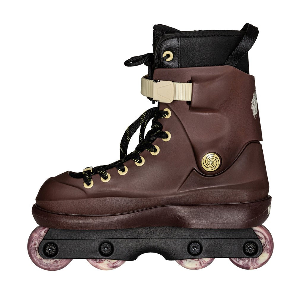 Mesmer Throne Levi van Rijn Pro Brown Aggressive Inline Skates - Lucky Skates