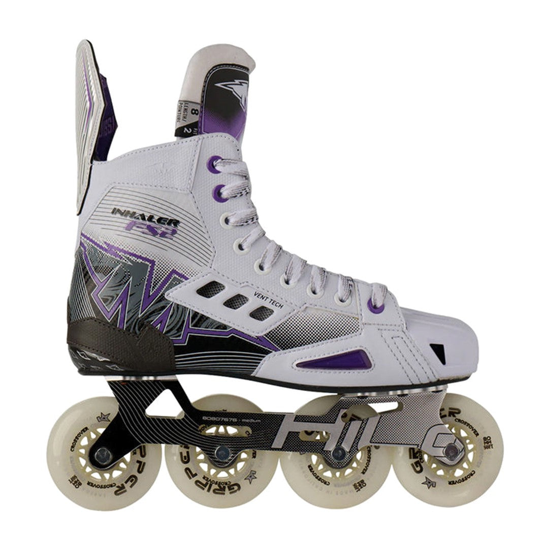 Mission Inhaler FS2 Inline Roller Hockey Senior Skates White/Purple - Lucky Skates