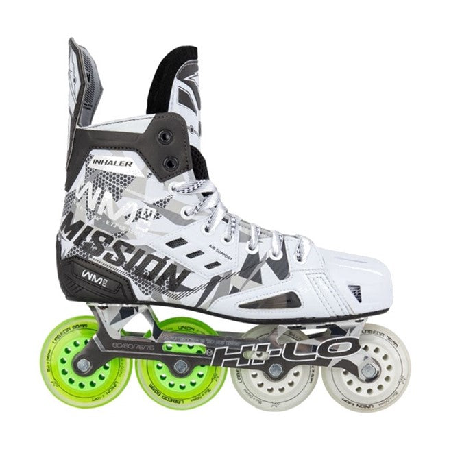 Mission Inhaler WM03 Inline Roller Hockey Senior Skates White/Green - Lucky Skates