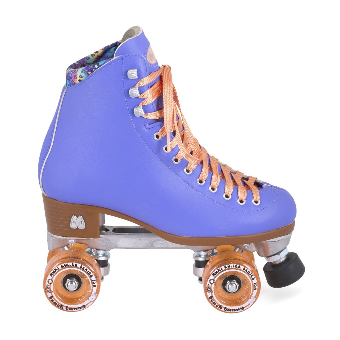 Moxi Beach Bunny Retro Quad High Top Roller Skates Periwinkle Purple Sunset Orange - Lucky Skates